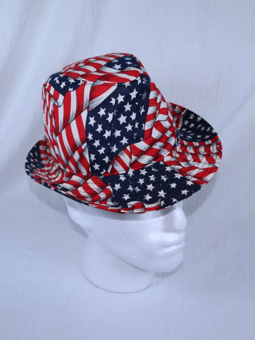 Vintage Style Fedora Hat with American Flag Print